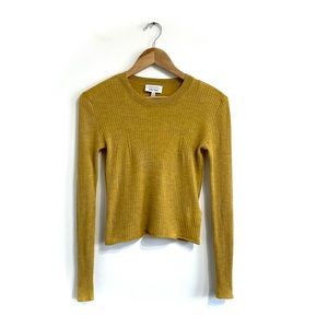 & other stories wool tee shirt long sleeve ribbed crop top fitted baby tee